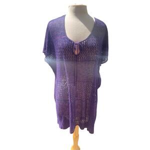 Venus open crochet knit S/M swim cover up tie neck open sides